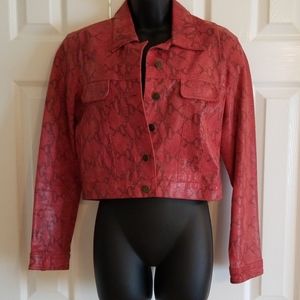 Leather Snake Print Cropped Jacket M